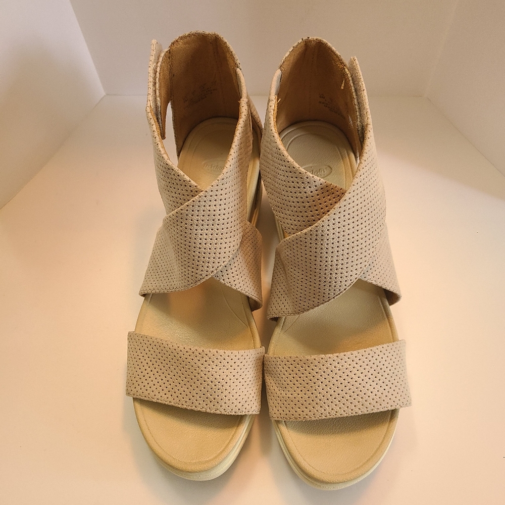 Dr Schools Sheena Neutral Oyster Contemporary Comfy Platform Wedge Sandals S 8M